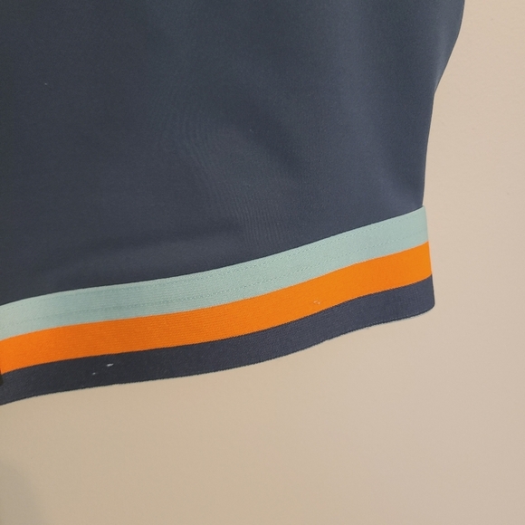 Savage Fenty | Women's Navy Blue V-Neck Sports Bra With Orange Stripe (Size 1X) - Picture 6 of 13